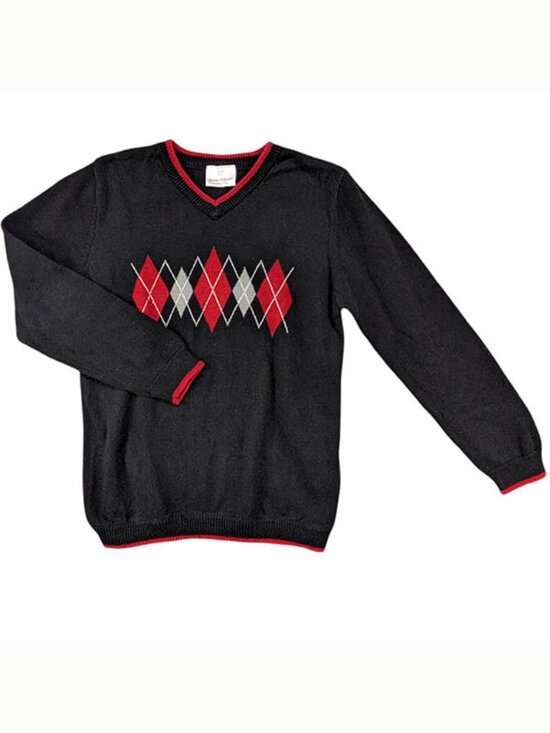 Hanna Andersson Other - Hannah Andersson Sweater Girls 8 Black Argyle Preppy‎ Old Money Academia School